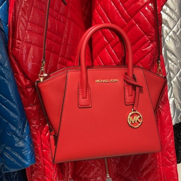 Michael Kors Avril Small Leather Top-Zip Satchel Color Flame - Picture 12 of 16